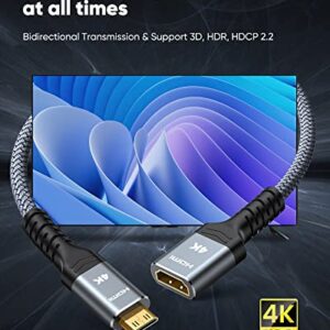 Highwings Mini HDMI Adapter, 4K 60Hz Mini HDMI Male to HDMI Female Cable 4K HDR 3D 18Gbps Compatible with Camera, Projector, Tablet, Graphics Card, Raspberry Pi Zero W, Camcorder, Pi Zero 0.5 ft