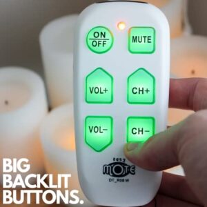 Universal Big Button TV Remote - EasyMote | Backlit, Easy Use, Smart, Learning Television & Cable Box Controller, Perfect for Assisted Living Elderly Care. White TV Remote Control