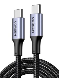 ugreen 100w usb c to usb c cable type c fast charging cable compatible with macbook pro 2022, ipad pro 2022, ipad air 5, samsung galaxy s23/s22 ultra, pixel, switch, etc. 6.6ft black