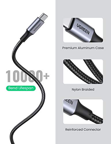 UGREEN 100W USB C to USB C Cable Type C Fast Charging Cable Compatible with MacBook Pro 2022, iPad Pro 2022, iPad Air 5, Samsung Galaxy S23/S22 Ultra, Pixel, Switch, etc. 6.6FT Black