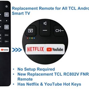 Remote Control (RC802V FNR1) Replacement for All TCL Android 4K UHD Smart TV Without Voice Command