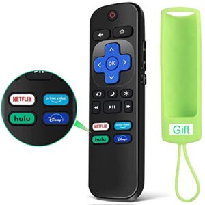 universal tv remote for all roku tv with luminous protective case,replacement for tcl roku/for hisense roku/for sharp roku tv,tv remote with netflix disney+/hulu/prime video