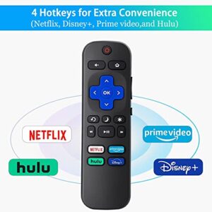 Universal TV Remote for All Roku TV with Luminous Protective Case,Replacement for TCL Roku/for Hisense Roku/for Sharp Roku TV,TV Remote with Netflix Disney+/Hulu/Prime Video