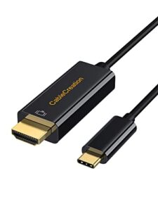 cablecreation usb c to hdmi cable for home office 6ft, usb 3.1 type c to hdmi 4k, thunderbolt 3/4 compatible with galaxy s23/ s22/ s20, macbook pro/air m1, ipad pro 2021/2020, surface book 2, xps 15