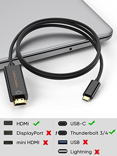 CableCreation USB C to HDMI Cable for Home Office 6ft, USB 3.1 Type C to HDMI 4K, Thunderbolt 3/4 Compatible with Galaxy S23/ S22/ S20, MacBook Pro/Air M1, iPad Pro 2021/2020, Surface Book 2, XPS 15