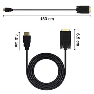 Wonlyus HDMI to VGA Cable Gold-Plated 1080P HDMI Male to VGA Male Active Video Adapter Converter Cord (6 Feet/1.8 Meters)