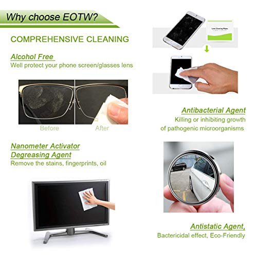 Screen Wipes Individually Wrapped, EOTW Lens Wipes for Eyeglasses Pre-moistened Computer Phone Glasses Cleaning Wipes for iPhone iPad Tablet PC Computer LED Screen, Pack of 120