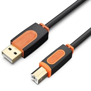 snanshi printer cable 25 ft, usb printer cable usb 2.0 type a male to type b male scanner printer cord compatible with hp, canon, lexmark, epson, dell, xerox, samsung etc