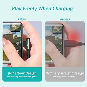 Ailun USB C Cable Right Angle 90 Degree Elbow USB C to C 60W PD Fast Charge Nylon Braided 3Pack [3ft+6ft+6ft] Compatible with Galaxy S22 S21 S20 S10 Note 20 10 Google Pixel 4 3 iPad Pro MacBook Switch