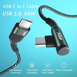 Ailun USB C Cable Right Angle 90 Degree Elbow USB C to C 60W PD Fast Charge Nylon Braided 3Pack [3ft+6ft+6ft] Compatible with Galaxy S22 S21 S20 S10 Note 20 10 Google Pixel 4 3 iPad Pro MacBook Switch