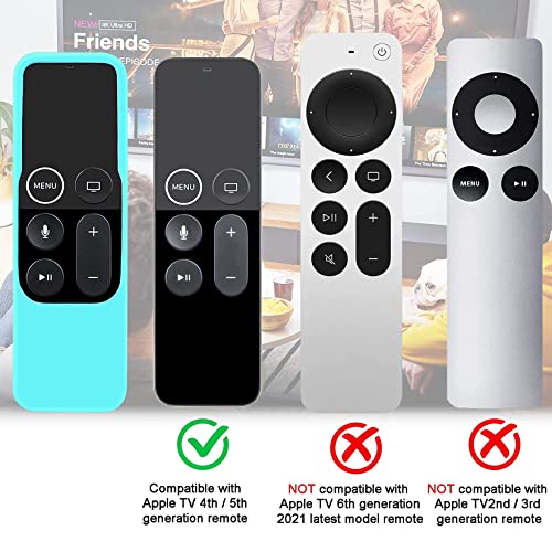 Case Compatible with Apple TV 4K/ 4th Gen Remote Light Weight Anti-Slip Shock Proof Silicone Cover for Controller for Apple TV Siri Remote Glow in The Dark