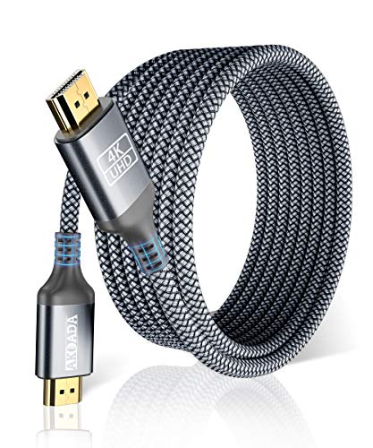 AkoaDa 4K Hdmi Cable 25FT, 18Gbps High Speed Hdmi 2.0 Cable Nylon Braided Cable 4K 60Hz HDR Video HDCP2.2 3D 2160P 1080P ARC Compatible with UHD TV,PS4 / 3,X-Box, Monitor 4K etc