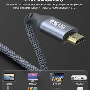 AkoaDa 4K Hdmi Cable 25FT, 18Gbps High Speed Hdmi 2.0 Cable Nylon Braided Cable 4K 60Hz HDR Video HDCP2.2 3D 2160P 1080P ARC Compatible with UHD TV,PS4 / 3,X-Box, Monitor 4K etc