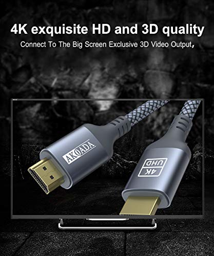 AkoaDa 4K Hdmi Cable 25FT, 18Gbps High Speed Hdmi 2.0 Cable Nylon Braided Cable 4K 60Hz HDR Video HDCP2.2 3D 2160P 1080P ARC Compatible with UHD TV,PS4 / 3,X-Box, Monitor 4K etc