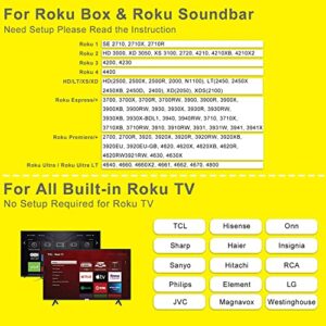 Remote Control for Roku Players and Roku TVs(2 Pack), for Roku Box, Roku 1 2 3 4, Roku Express/+, Roku Premiere/+, Roku Ultra and TCL Hisense Onn Element Sharp Philips Roku TV with Glow Remote Cover