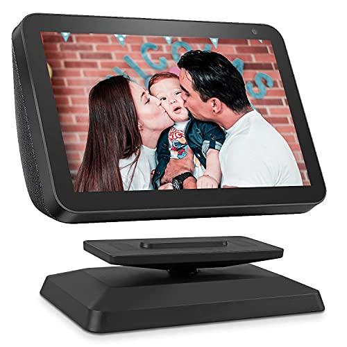 Stand for Echo Show 8, Adjustable Mount Accessory Smart Speaker 360 Degree Swivel Holder for Echo Show 8 with Magnetic Attachment Anti-Slip Base (Black)