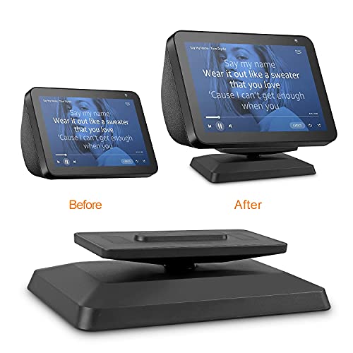 Stand for Echo Show 8, Adjustable Mount Accessory Smart Speaker 360 Degree Swivel Holder for Echo Show 8 with Magnetic Attachment Anti-Slip Base (Black)