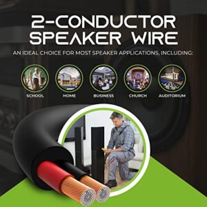 GearIT 14/2 Speaker Wire (100 Feet) 14 Gauge (Copper Clad Aluminum) - Outdoor Direct Burial in Ground/in Wall / CL3 CL2 Rated / 2 Conductors - CCA, Black 100ft