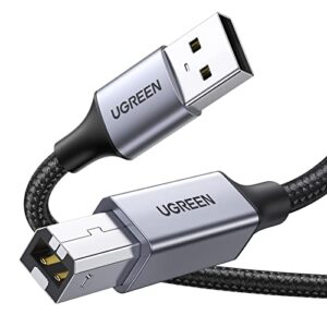 ugreen printer cable, 6 ft usb a to b, nylon braided usb b scanner cord compatible with epson, canon, hp, brother, dell, samsung, piano, dac, lexmark, xerox, and more