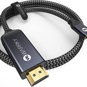 Warrky USB C to HDMI Cable 6ft, 4K@60Hz HDR [Aluminum Shell, Gold-Plated Plug] Braided Type C to HDMI 2.0 Cord, Thunderbolt 3/4 Compatible with MacBook Pro/Air, Mac, Samsung Galaxy, Surface, iPad, TV