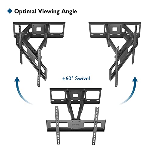 BONTEC Full Motion TV Wall Mount for 23-70” LED OLED Flat Curved TVs, Tilt Swivels Dual Articulating6 Arms TV Bracket Supports up to 99lbs, Max VESA 400x400mm, Fit 8” 16” Studs