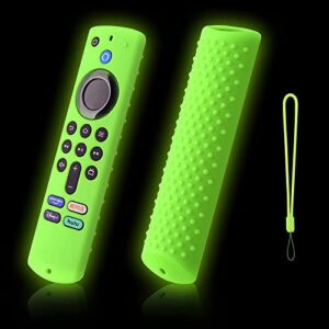 fire tv stick cover replacement for fire stick 4k max/alexa voice remote (3rd gen), glow in the dark, anti-slip silicone protective case with lanyard