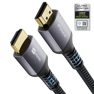stouchi 8k hdmi 2.1 cable 6ft 48gbps, (certified) ultra high speed hdmi cables, 8k60hz 4k120hz 144hz earc hdcp 2.2&2.3 sbtm hdr10+ dolby compatible with ps5/playstation 5/xbox series x/apple tv 4k