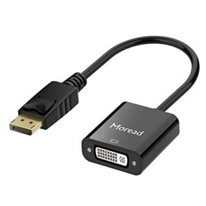 Moread DisplayPort (DP) to DVI Adapter, Gold-Plated Display Port to DVI-D Adapter (Male to Female) Compatible with Computer, Desktop, Laptop, PC, Monitor, Projector, HDTV - Black