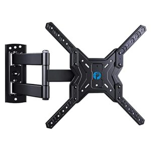 full motion tv wall mount brackets for most 26-55 inch led lcd flat curved screen monitors tvs, single articulating arm tv mount swivel tilt extension, max vesa 400x400mm up to 88lbs by pipishell