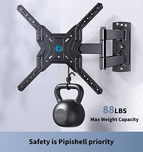 Full Motion TV Wall Mount Brackets for Most 26-55 Inch LED LCD Flat Curved Screen Monitors TVs, Single Articulating Arm TV Mount Swivel Tilt Extension, Max VESA 400X400mm Up to 88lbs by Pipishell