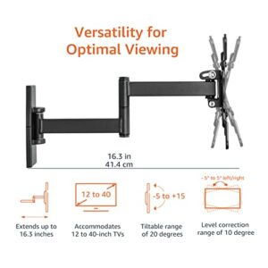 Amazon Basics Full Motion TV Wall Mount fits 12-Inch to 40-Inch TVs and VESA 200x200