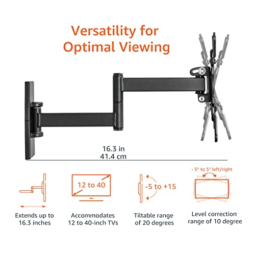 Amazon Basics Full Motion TV Wall Mount fits 12-Inch to 40-Inch TVs and VESA 200x200