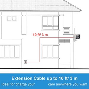 Sumind 2 Pack Micro USB Extension Cable 10 ft/ 3 Meters Male to Female Extender Cord Compatible with Zmodo Wireless Security Camera Flat Power Cable, Cable Clips Included (Black)