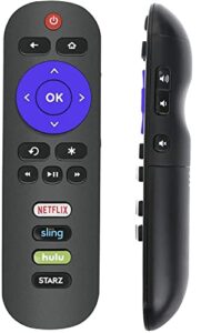 remote compatible with all tcl roku tv with hulu netflix sling starz app shortcut keys