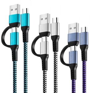usb c to usb c cable, 60w 3 pack fast charging cords 6ft qc & pd 2-in-1 usb-a/c to type c charger cord compatible with samsung galaxy s21 s10 s9 note20, macbook pro 2020/2019, ipad pro 2020/2019