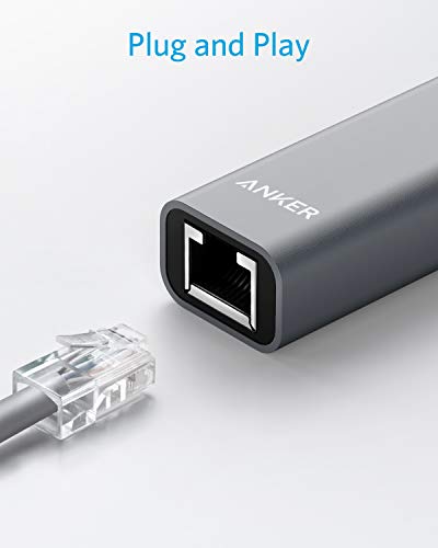 Anker USB C to Ethernet Adapter, Portable 1-Gigabit Network Hub, 10/100/1000 Mbps, for MacBook Pro, iPad Pro 2019/2018, ChromeBook, XPS, Galaxy S9/S8, and More