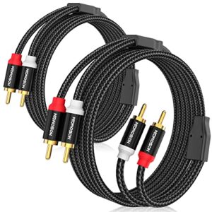 hosongin rca cables 3.3ft 2 pack[hi-fi sound, nylon braided, shielded], 2-male to 2-male rca audio stereo subwoofer cable auxiliary cord for home theater, hdtv, amplifiers, hi-fi systems, speakers