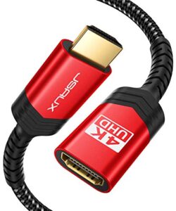 jsaux hdmi extension cable 3.3ft, 4k 60hz high speed hdmi extender cord male to female adapter connector (hdr hdcp 2.2), compatible with roku tv streaming stick, bluray player, hdtv, laptop, pc – red