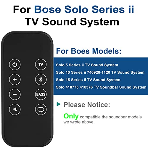 Motiexic Remote Control for Bose Solo 5 10 15 Series ii TV Sound System/ 732522-1110 418775 410376 TV Soundbar Sound System with CR2025 Battery Inside Bluetooth Key Button