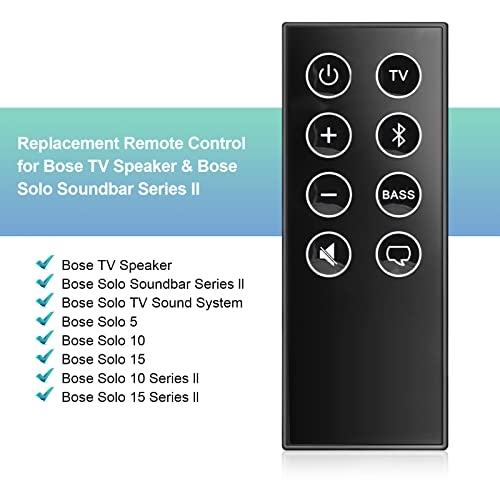 Replacement Remote Control for Bose TV Speaker and Solo Soundbar Series II,Compatible with Bose Solo 5 10 15 Series II TV Sound System 410376 418775 431974 845194 740928-1120 838309-1100 with Battery
