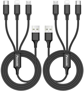 puxnoin multi charging cable, 6ft 2pack multi charger cable universal 3 in 1 multiple usb cable fast charging cord with type c, micro usb port connectors compatible with cell phones tablets and more