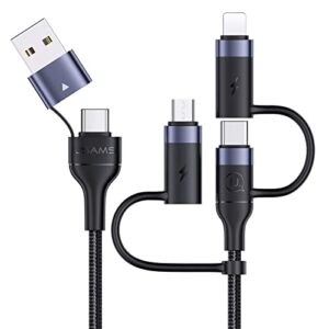yousams pd 60w usb c multi fast charging cable nylon braided cord 5-in-1 3a usb/c to type c/micro/phone fast sync charger adapter compatible with laptop/tablet/phone