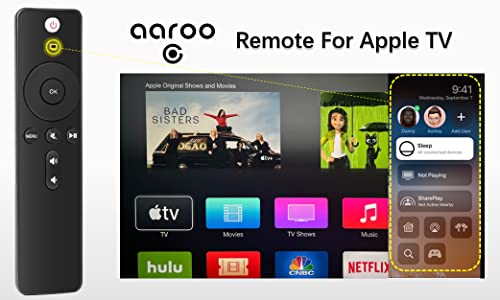 aarooGo [w/Home & Volume] Control for Apple TV 4K Player A1294 A1218/MA711 A1378/MC572 A1427/MD199 A1625/MGY52/MLNC2 A1842/MQD22/MP7P2