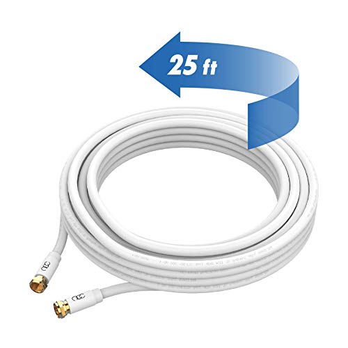 UCC Coaxial Cable (25 ft) Triple Shielded - RG6 Coax TV Cable Cord Wire in-Wall Rated - Digital Audio Video with Male F Gold Plated Connectors -25 feet