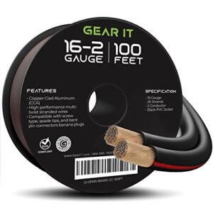 gearit pro 16 awg gauge speaker wire cable, 100-feet (30.48 meters), black