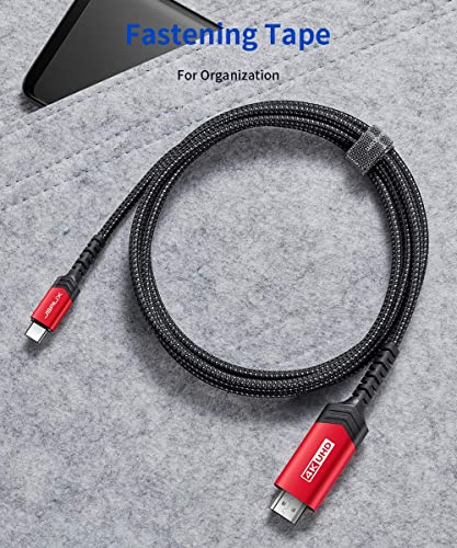 JSAUX USB C to HDMI Cable 10ft/3M (4K@60Hz), USB 3.1 Type-C to HDMI 2.0 Cord, HDR, HDCP 2.2 Compatible for Samsung Galaxy S22 S21 S20 Note 20 10 S10, iPad Pro 2021,iPad Mini 2021 -Red