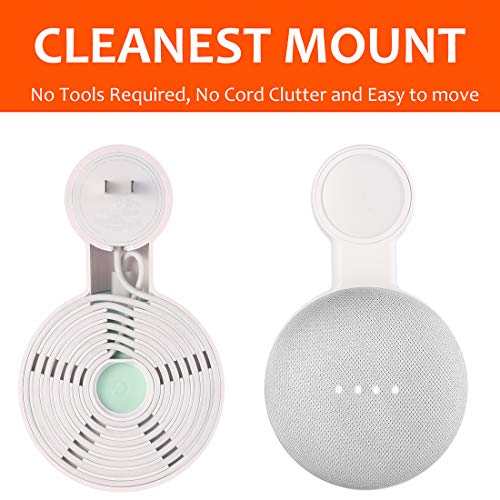 Outlet Wall Mount Holder for Google Nest Mini and Google Home Mini, A Space-Saving Accessories with Cord Management for Google Mini Smart Speaker, No Messy Wires or Screws (2 Pack)