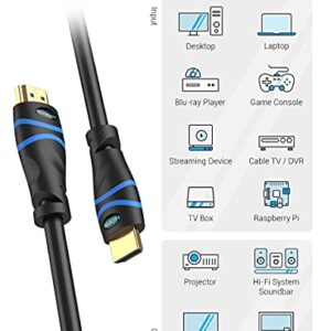 BlueRigger 4K HDMI Cable 25FT (4K 60Hz HDR, HDCP 2.3, High Speed 18Gbps, in-Wall CL3 Rated) - Compatible with PS5/PS4, Xbox, Roku, Apple TV, HDTV, Blu-ray, PC