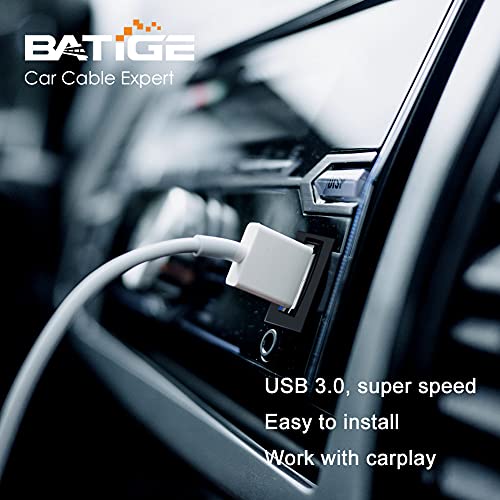 BATIGE Square Single Port USB 3.0 Panel Flush Mount Extension Cable with Buckle for Car Truck Boat Motorcycle Dashboard 3ft