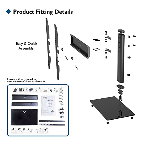 BONTEC Universal Swivel TV Stand Base, Table Top TV Stand for 26-55 inch LED OLED Flat Curved Screens, Height Adjustable TV Mount Stand with Glass Base Hold up to 99lbs, Max VESA 400x400mm